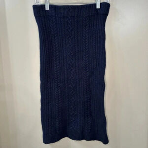 Ralph Lauren Skirt Wool Cashmere Blend Sweater Skirt Navy Blue Sz M